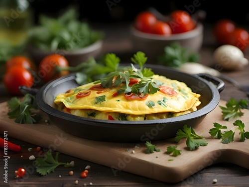 omelet egg for breakfast with vegetables