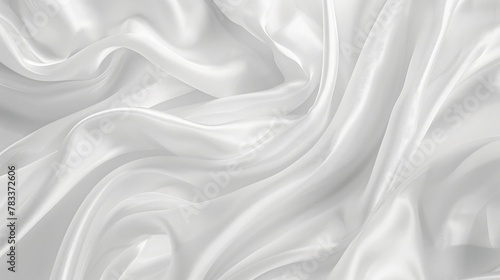 Abstract White Satin Silky Cloth for background, Fabric Textile Drape with Crease Wavy Folds.with soft waves,waving in the wind.