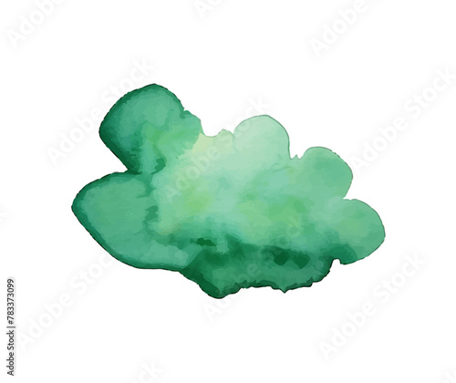 Green watercolor circle stain paint brush. Grunge green watercolor texture blob label ink round vector background.