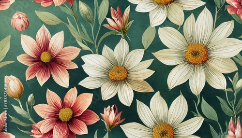 Wallpaper Mural abstract flower art seamless pattern illustration organic nature floral background in vintage style spring season decoration texture drawing print Torontodigital.ca