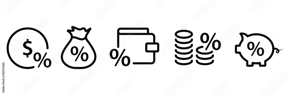 Commission icon vector set. percent icon symbol collection. Vector Illustration. Commission icon vector set. percent icon symbol collection. Vector Illustration.
