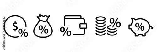 Commission icon vector set. percent icon symbol collection. Vector Illustration.