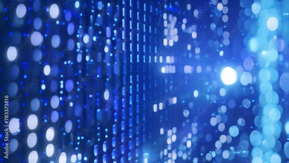 A photo featuring a background consisting of blue and black colors, adorned with numerous dots, Background of illuminated binary code falling down the screen, AI Generated A photo featuring a background consisting of blue and black colors, adorned with numerous dots, Background of illuminated binary code falling down the screen, AI Generated