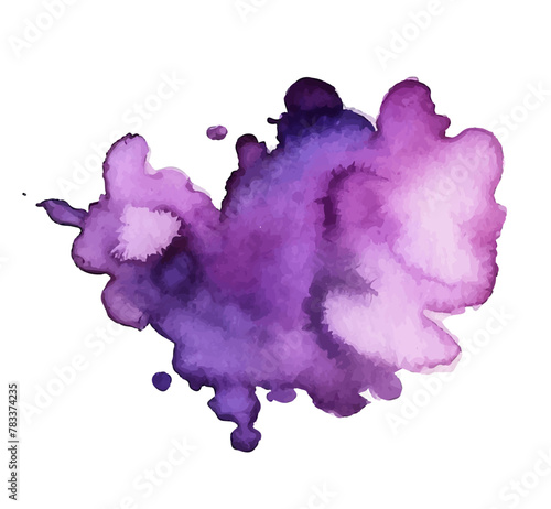Purple ink watercolor splash paint blob. Purple ink splatter stain abstract vector background.