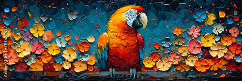 Parrot,
Colorful Parrot Painting With Abstract And Mixed Textures

