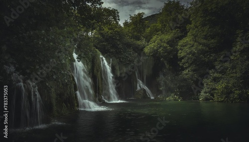 water falls over greenery into small ponds croatia