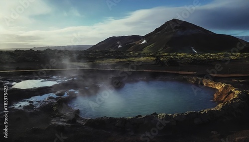 hot springs in a geothermally active area in iceland photo