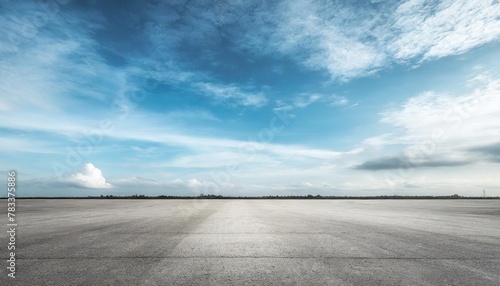 beautiful blue sky background with nice subtle clouds and empty spacious gray concrete street floor © Kendrick