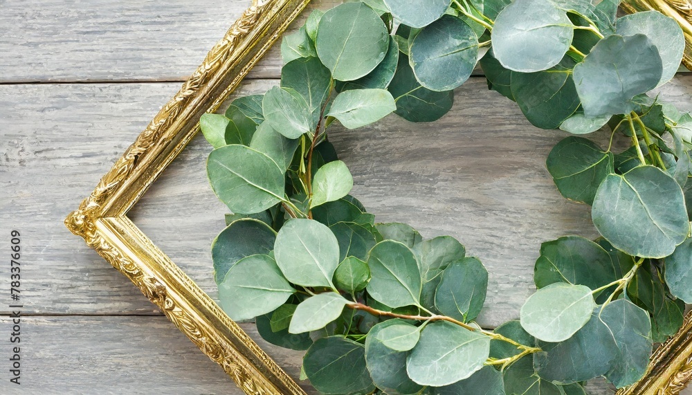 watercolor wreath green floral with eucalyptus greenery leaves on ...