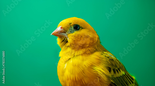 Colorful Canaries on a Green Background
