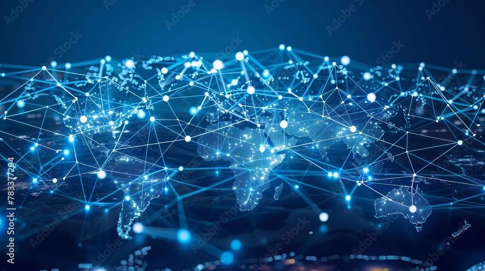 global communication and digital transformation represented by a network of interconnected nodes conceptual illustration global communication and digital transformation represented by a network of interconnected nodes conceptual illustration