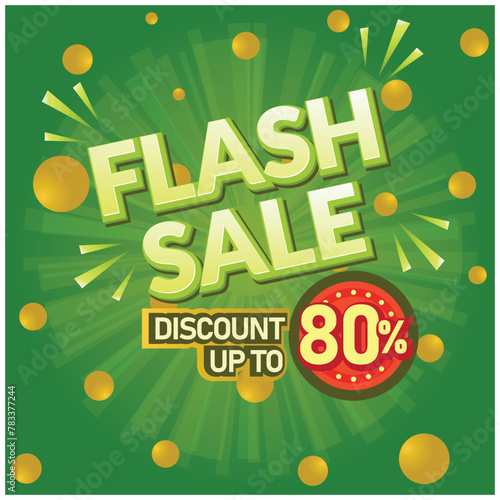 Flash Sale Post design,80% off discount offer, shop marketing, ecommerce