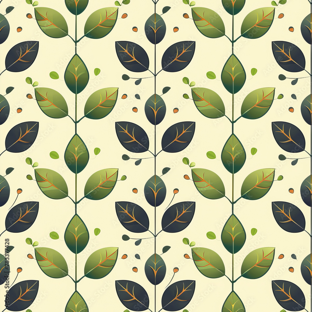 Vibrant Green Leaves Seamless Pattern for Eco-Friendly Backgrounds and Nature-Themed Designs