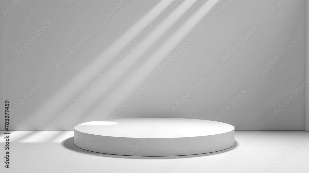 Shiny white round pedestal podium. Abstract high quality 3d concept illuminated pedestal by spotlights on white background. Futuristic background can be add on banners flyers ro web. Shiny white round pedestal podium. Abstract high quality 3d concept illuminated pedestal by spotlights on white background. Futuristic background can be add on banners flyers ro web.