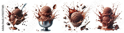 chocolate ice cream cone isolated png with splash photo