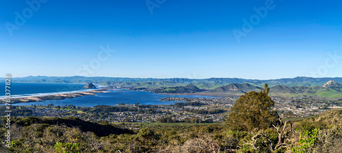 panorama view of ocean  bay  city  hills