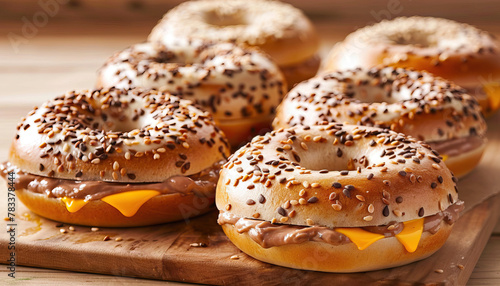Bagel Bliss: Indulging in the Irresistible Chewiness of Freshly Baked Bagels Topped with Creamy Spreads and Delicious Fillings