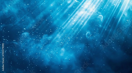 heavenly light illuminating empty space with grainy noise spray texture and blue gradient background abstract background