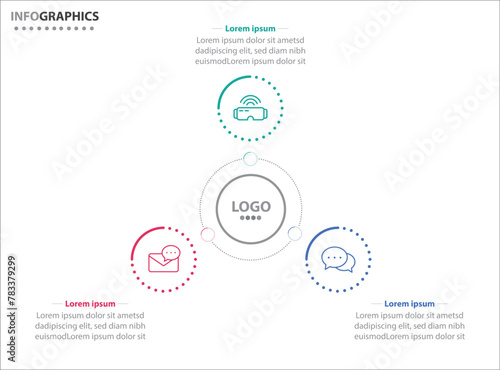 Circle infographic template with 3 options for presentations. Vector infographic design template. diagram, number options. Data visualization. Business concept with 3 steps, seven process.