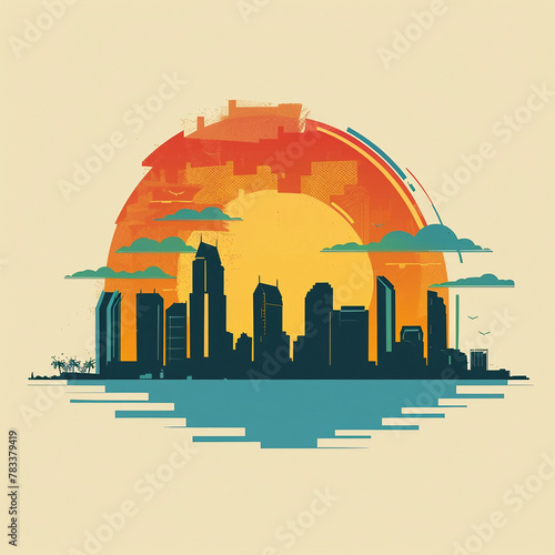 San Diego Vector Skyline Illustration Poster Design Artwork