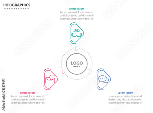 Circle infographic template with 3 options for presentations. Vector infographic design template. diagram, number options. Data visualization. Business concept with 3 steps, three process.
