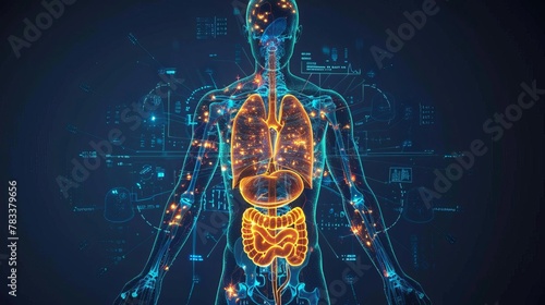 human anatomy diagram focusing on adrenal glands medical science education concept illustration photo