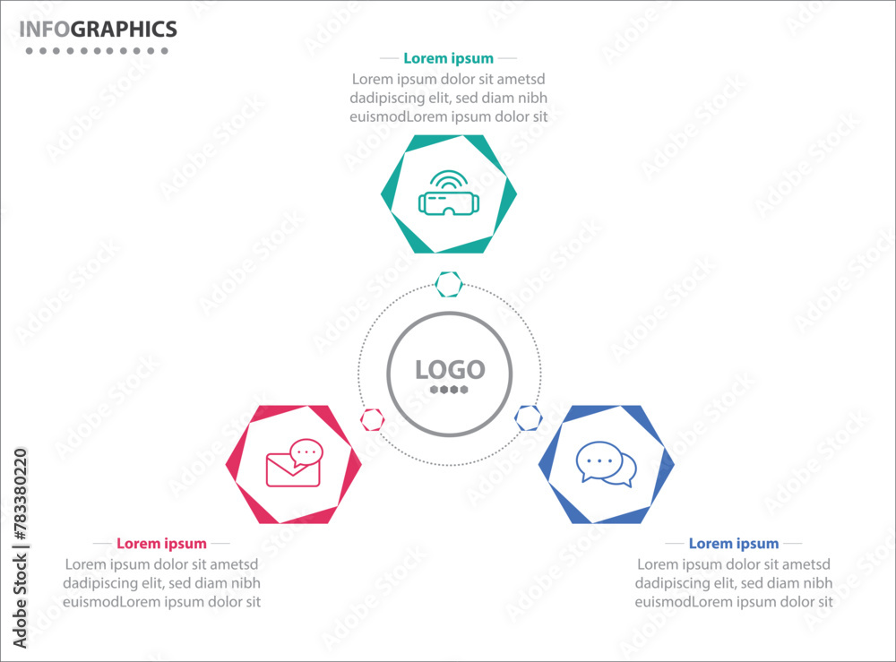 Fototapeta premium Circle infographic template with 3 options for presentations. Vector infographic design template. diagram, number options. Data visualization. Business concept with 3 steps, three process.