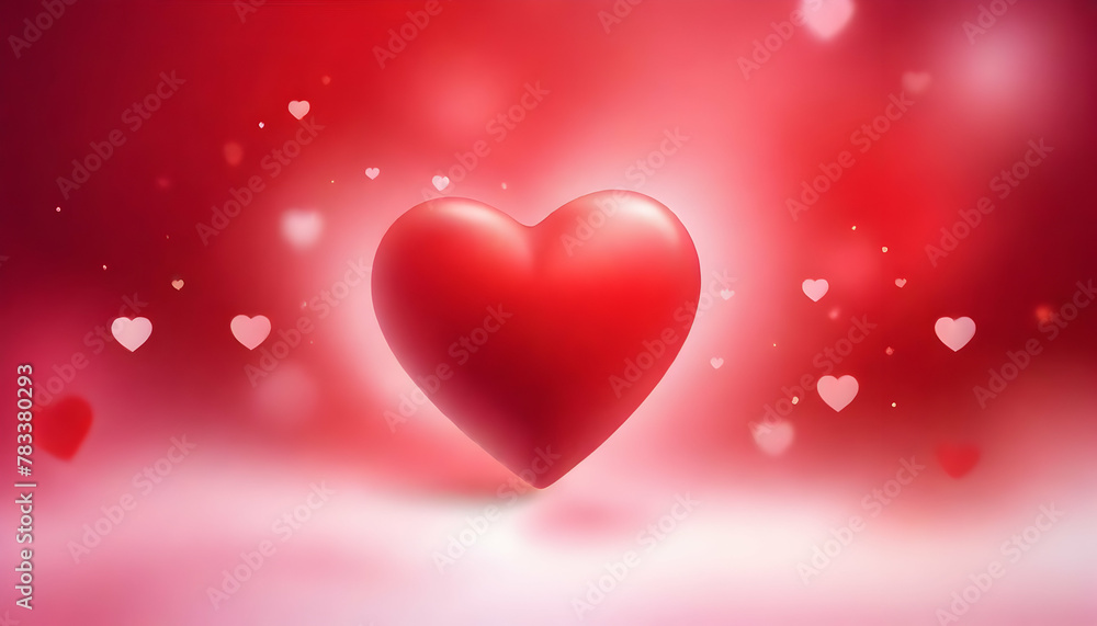 Warm image of a large red heart centrally placed, surrounded by smaller floating hearts