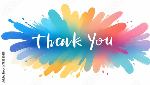 Digital art 'Thank You' message on a splash of multicolored ink, perfect for gratitude expressions