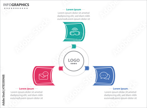 Circle infographic template with 3 options for presentations. Vector infographic design template. diagram, number options. Data visualization. Business concept with 3 steps, three process.