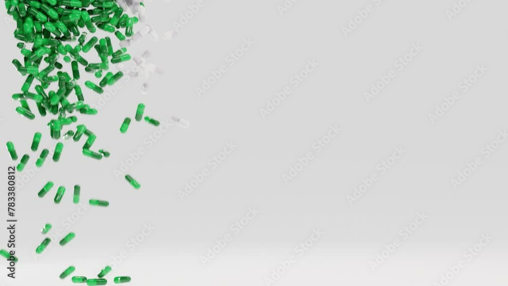 Capsule pills fall on a white surface and forms a flag of Ireland. The Pharmaceutical Industry in Ireland - Medicine healthcare medicament's. 3d animation. Capsule pills fall on a white surface and forms a flag of Ireland. The Pharmaceutical Industry in Ireland - Medicine healthcare medicament's. 3d animation.