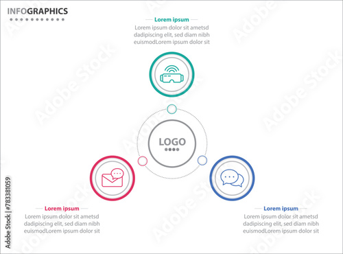 Circle infographic template with 3 options for presentations. Vector infographic design template. diagram, number options. Data visualization. Business concept with 3 steps, three process.