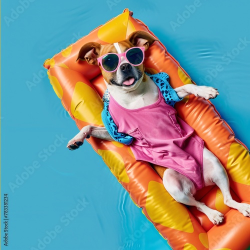 dog on swimming mattress © Vlad Kapusta