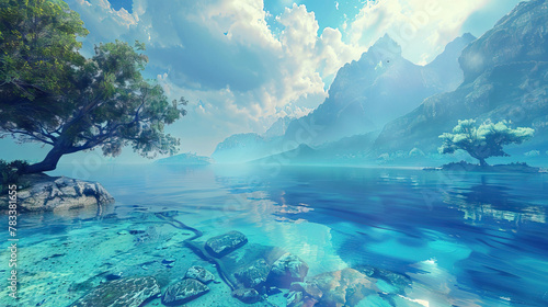 Azure Arcadia: A Tranquil Oasis of Sky Blue and Turquoise.