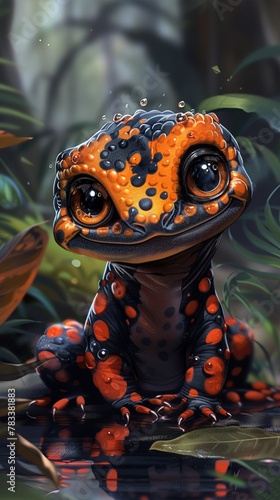 A kawaii Gila monster with adorable, cartoonlike features photo