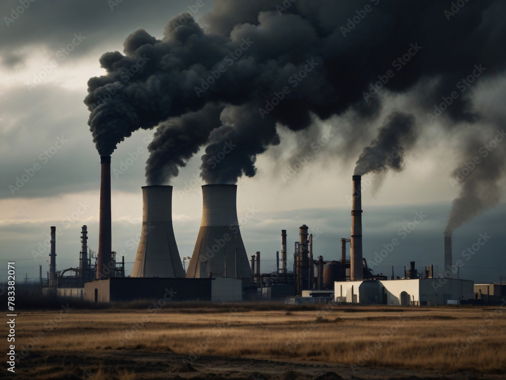 A chemical industry emits toxic smoke into the atmosphere. Generative AI A chemical industry emits toxic smoke into the atmosphere. Generative AI