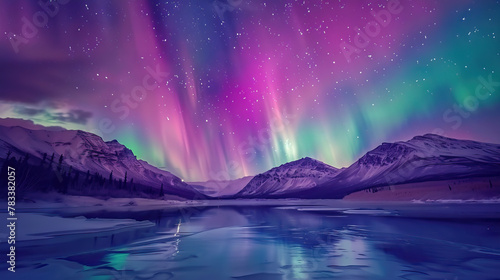 Enchanting Aurora Borealis: Azure, Violet, and Jade Casting its Spell with a Radiant Celestial Rhapsody.