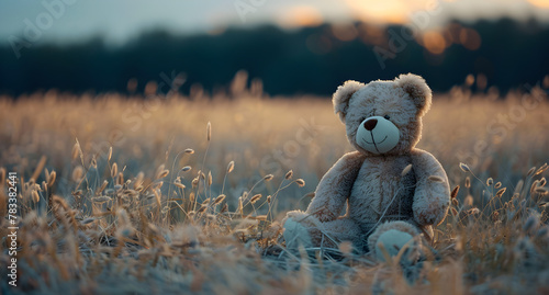 A teddy bear represents a world where everyone belongs, in honor of World Autism Awareness Day, promoting inclusivity and support for individuals with autism. photo