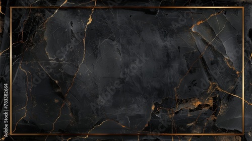 Black marble texture with golden veins framed. Luxurious stone surface design concept. Elegant background for interiors and decor.