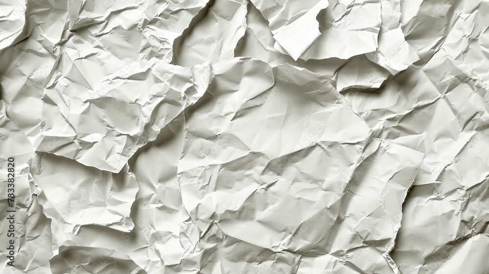Crumpled white paper texture. Background with light and shadow play. Textured backdrop and material concept. Crumpled white paper texture. Background with light and shadow play. Textured backdrop and material concept.