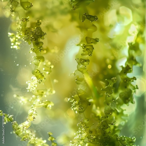 Green seaweed underwater.