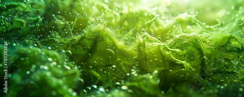 Green seaweed underwater.