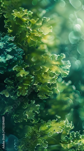 Green seaweed underwater.