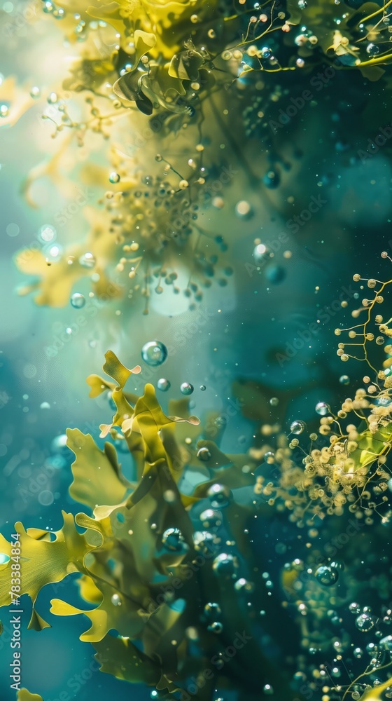 Fototapeta premium Green seaweed underwater.