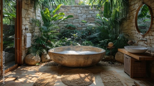 Luxurious Bathroom With Central Bathtub