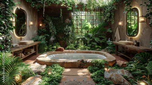 Luxurious Bathroom With Central Bathtub
