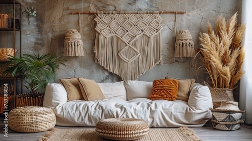 Modern Living Room With White Couch and Rug