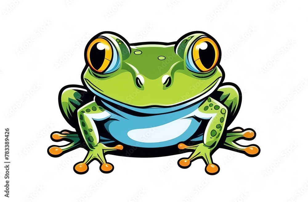Fototapeta premium An adorable green cartoon frog with a friendly smile