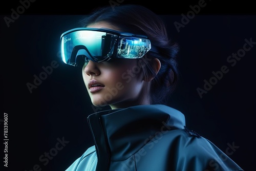  It seems like you're referring to smart glasses, augmented reality (AR) goggles, or virtual reality (VR) devices that overlay digital information onto the user's field of view.  © Pixel Alchemy