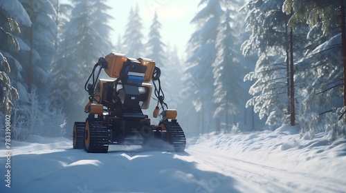 A team of AI-generated robotics engineers developing snow-clearing drones, revolutionizing winter maintenance by efficiently clearing roads and pathways